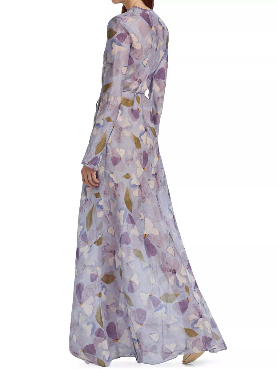 Drawstring Waist  Printed Maxi Dress