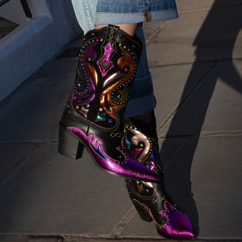 Rhinestone Sparkle Pointed-Toe Boots