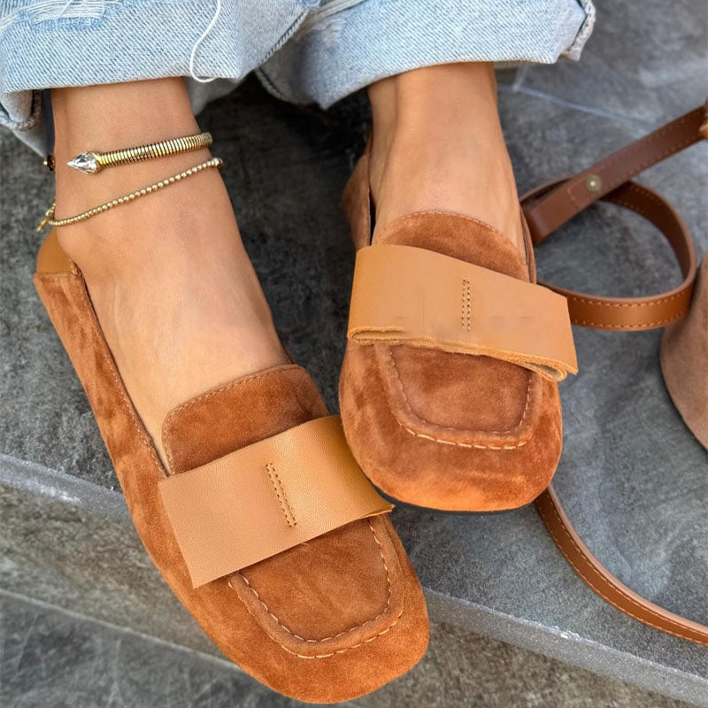 Frosted Flat Square-toed Loafers