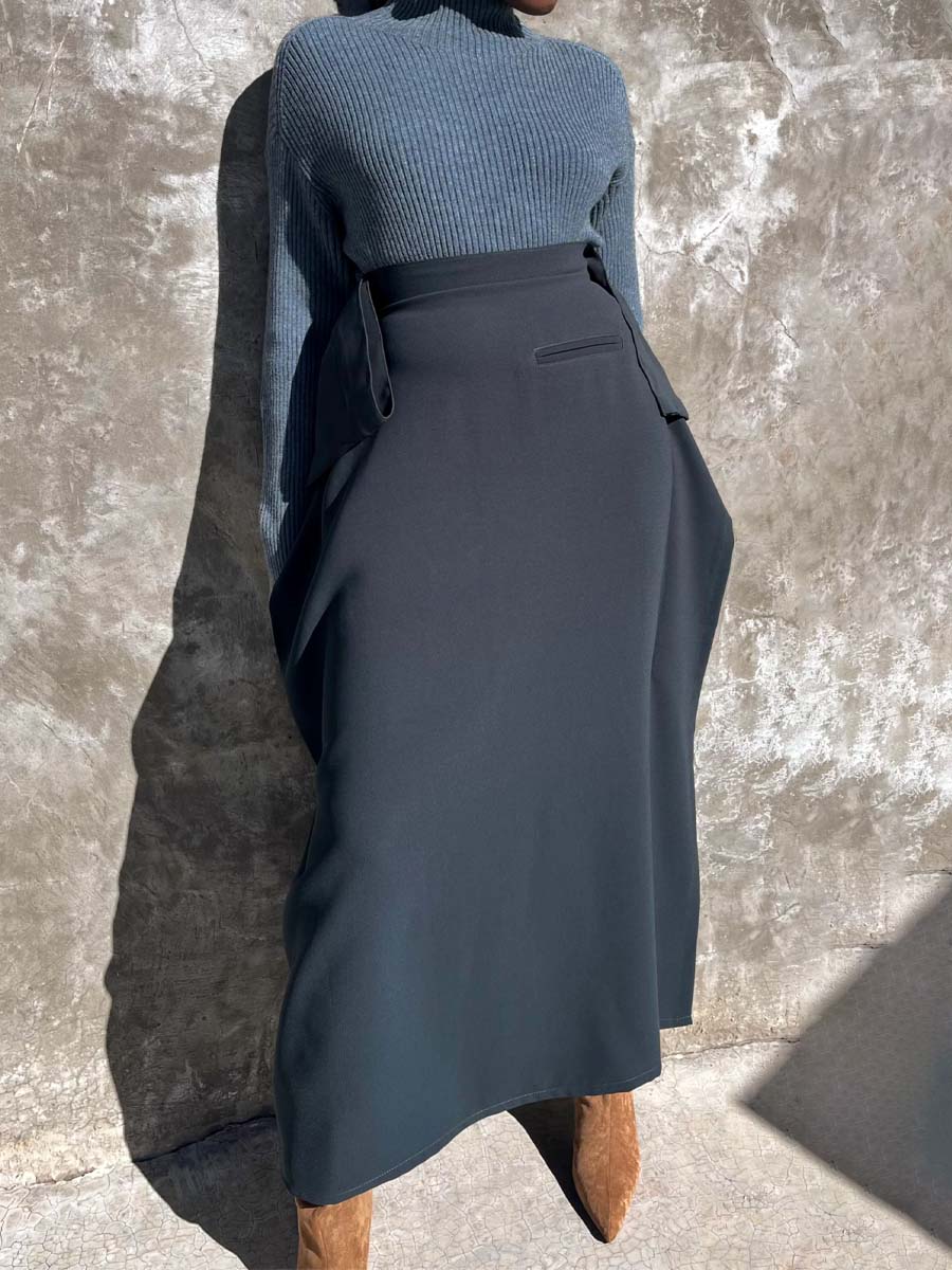 Monk Neck Irregular Two Pieces Dress