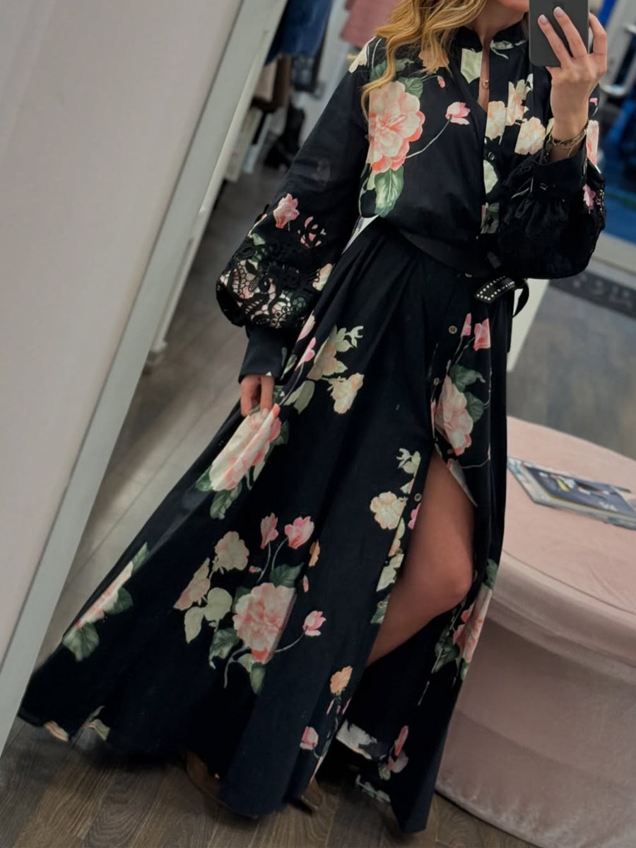 Floral Print Long Sleeve Maxi Dress