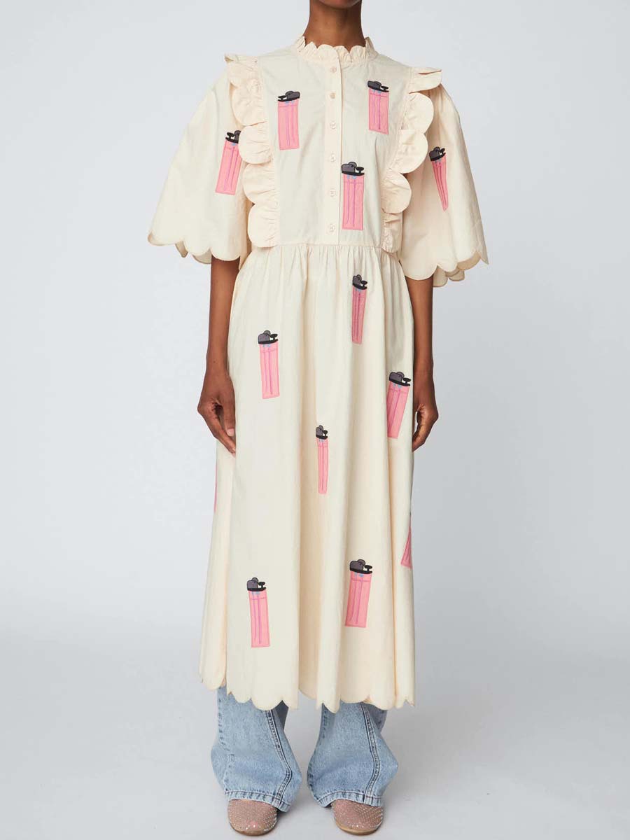 Ruffled Loose Printed Maxi Dress