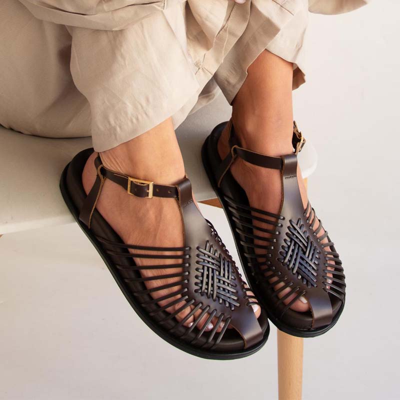 Woven Toe-covered Roman Sandals