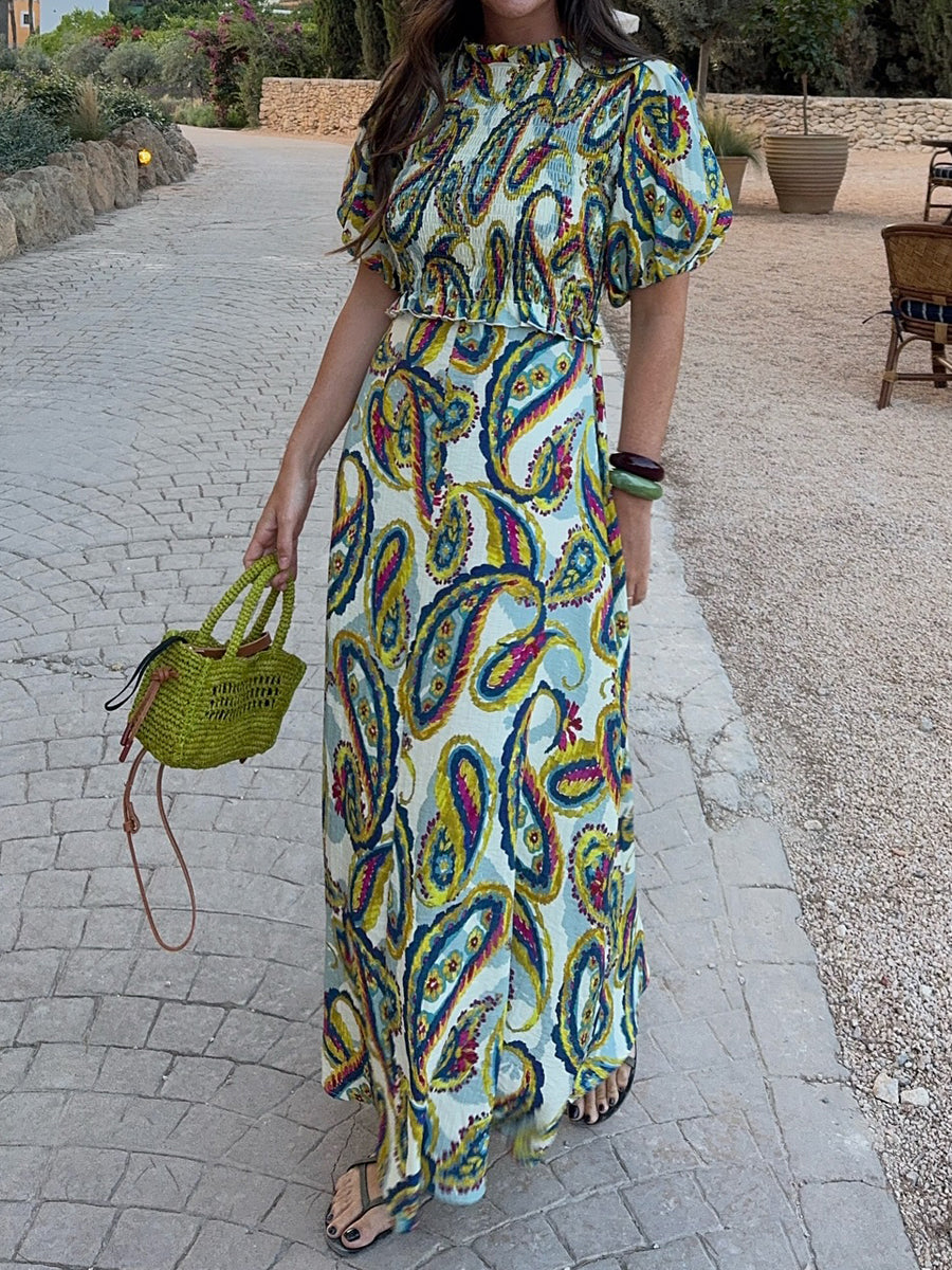 Printed Open Back Maxi Dress