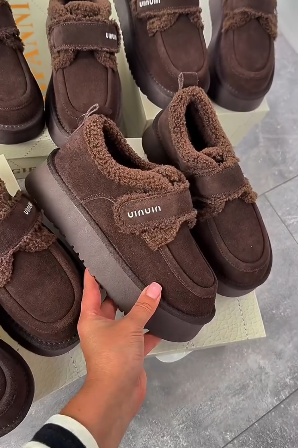 Brown Faux Fur - Lined Platform Loafers