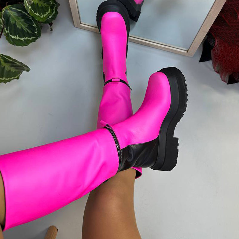 Leather Knee High Platform Boots. Transform To Ankle Boots