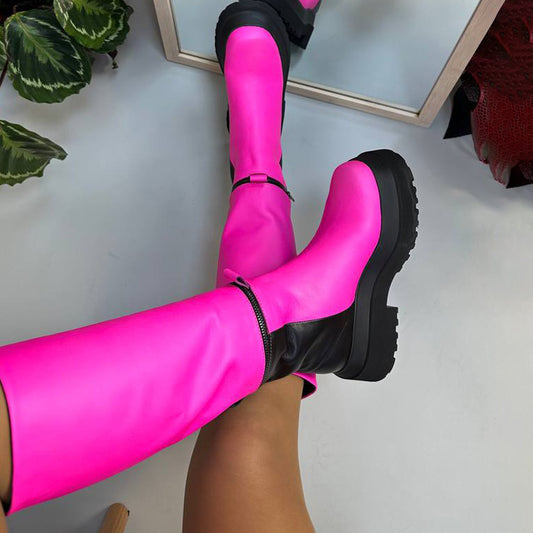 Leather Knee High Platform Boots. Transform To Ankle Boots