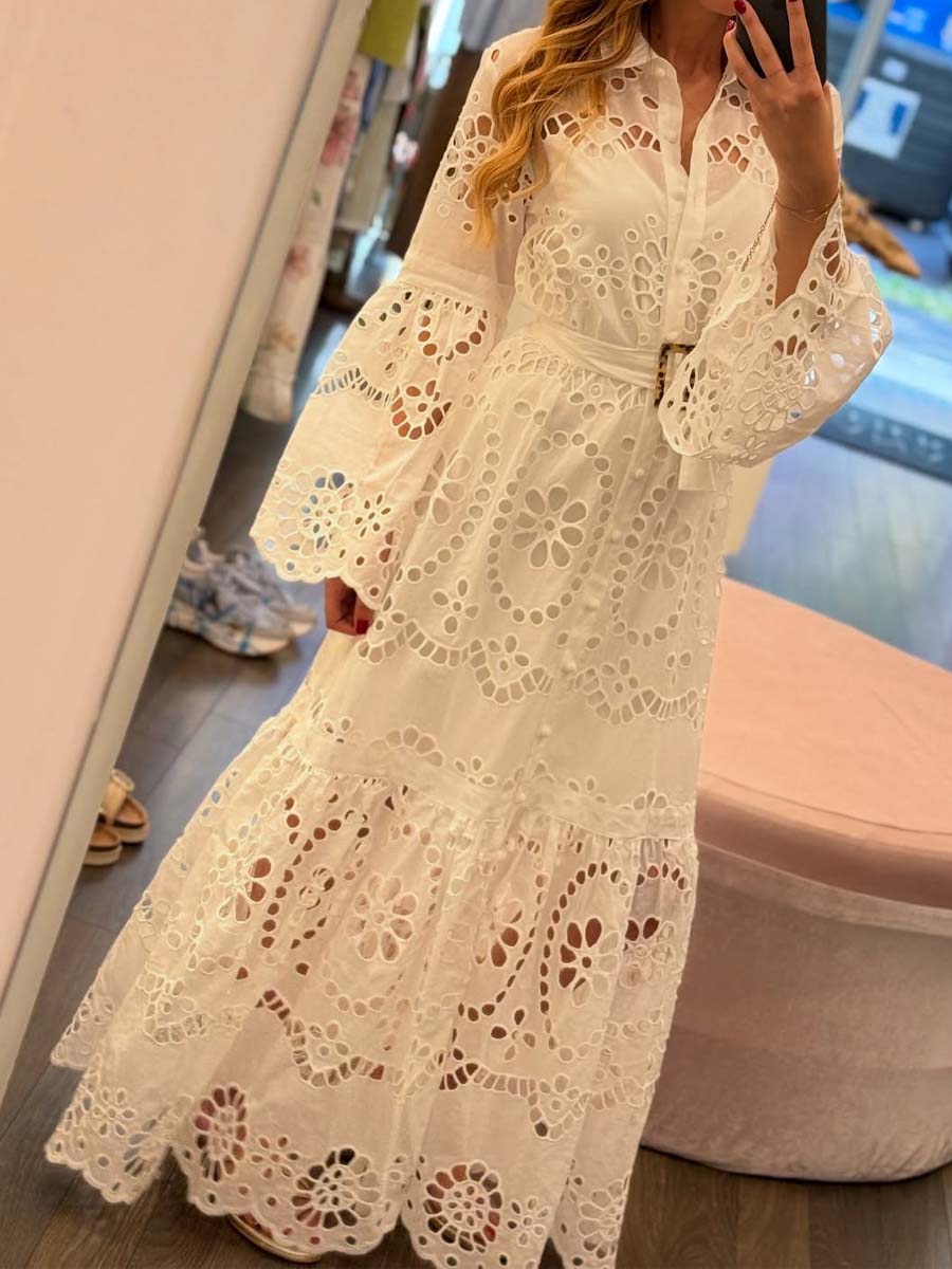 Elegant Lace Long Sleeve Maxi Dress