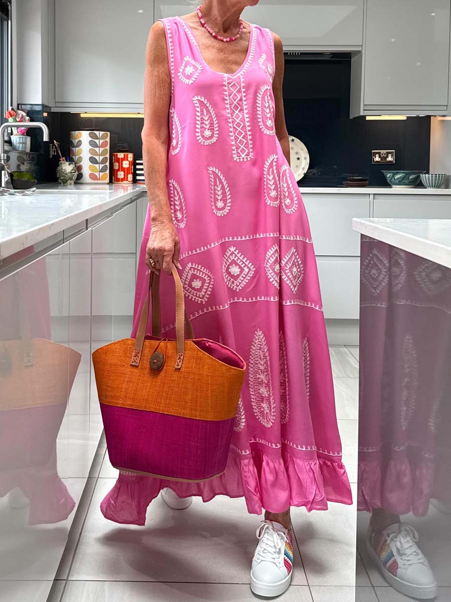 Deep V Neck Sleeveless Printed Maxi Dress