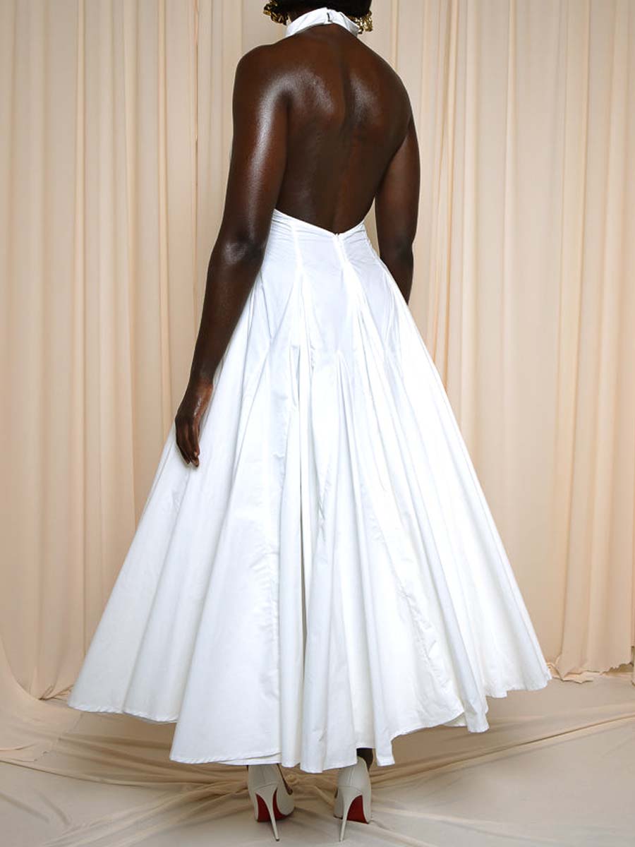 Patchwork Open Back Maxi Dress