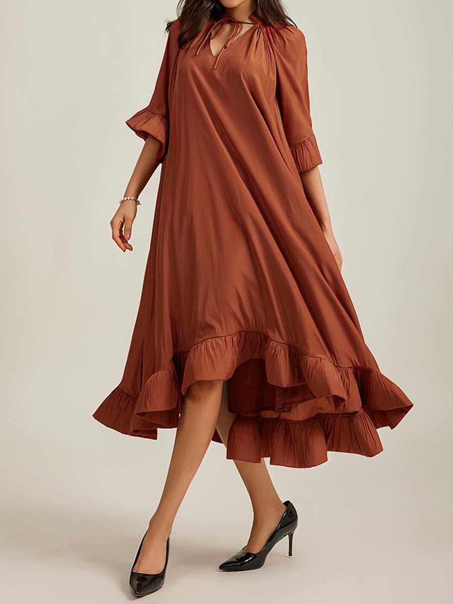Elegant Loose Ruffled Long Dress