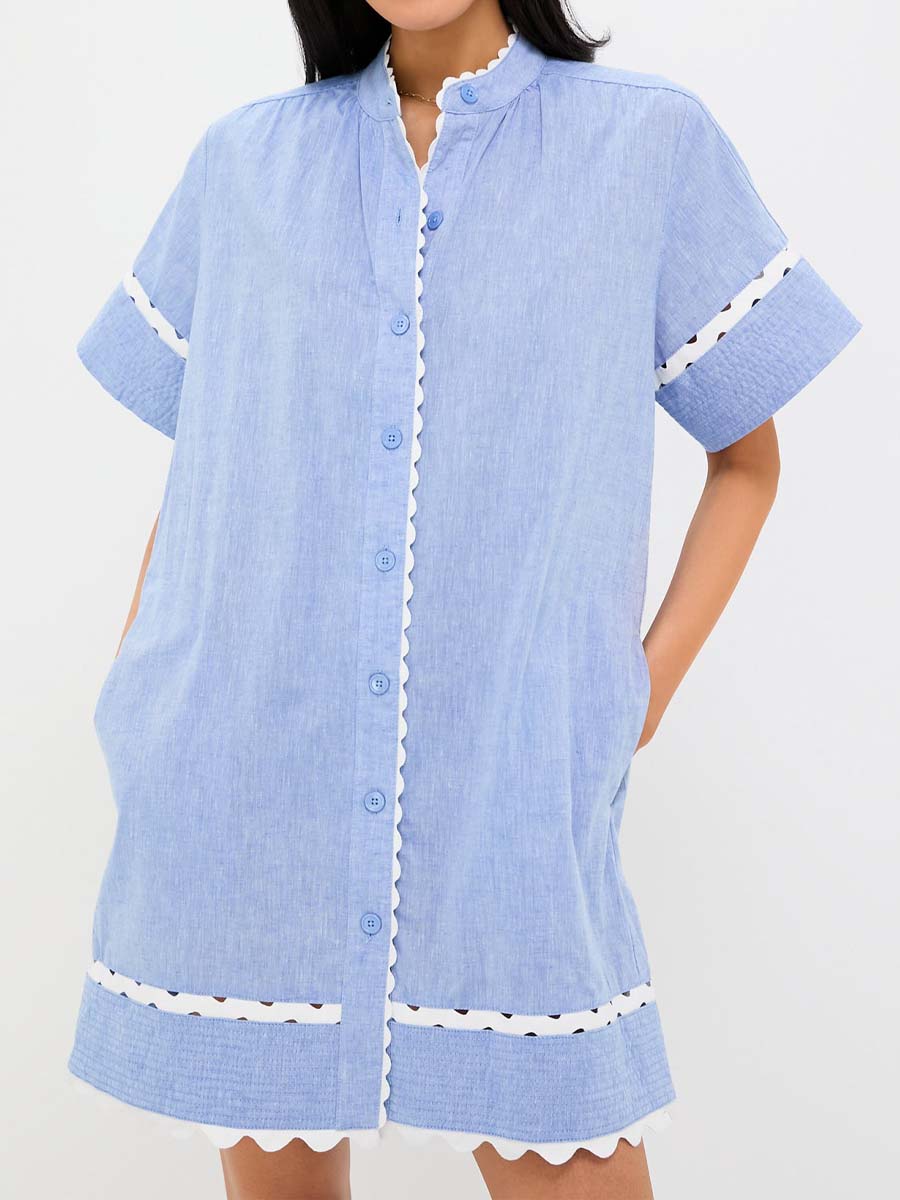 Charming Ric-rac Trim Belted Dress