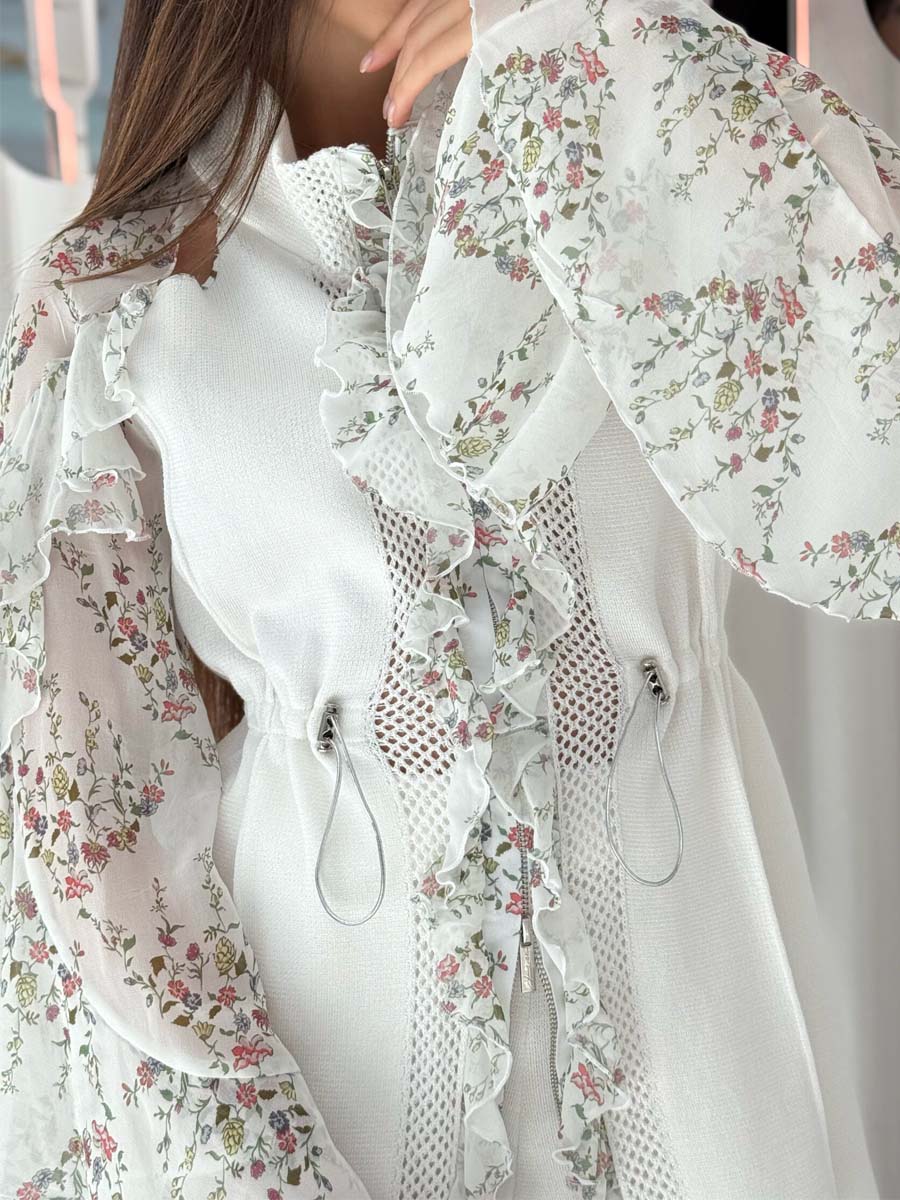 Floral Print Ruffled Two Pieces Set