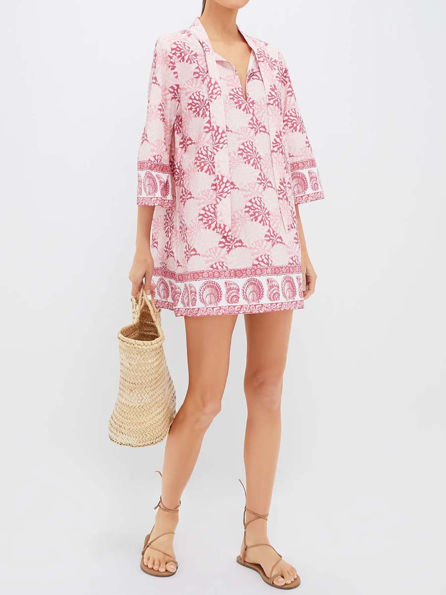 Neck Ties V-neck Loose Mini Dress