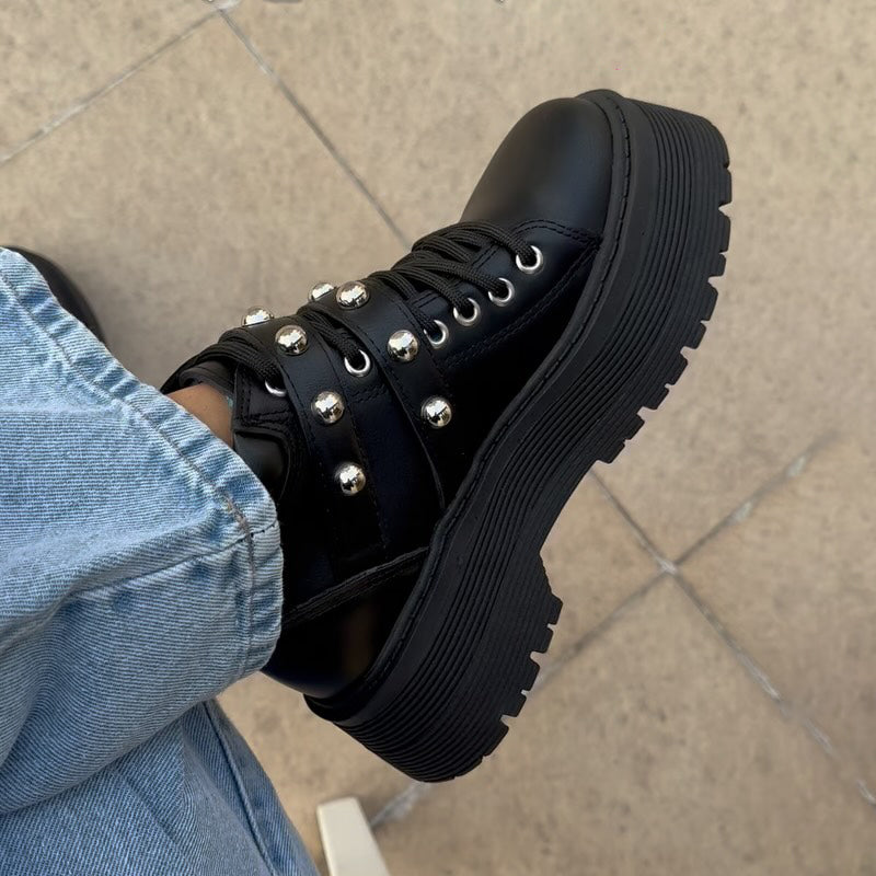 Studded Lace-Up Platform Shoes