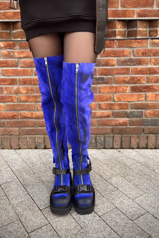 Over-the-Knee Tie-Dye Punk Boots