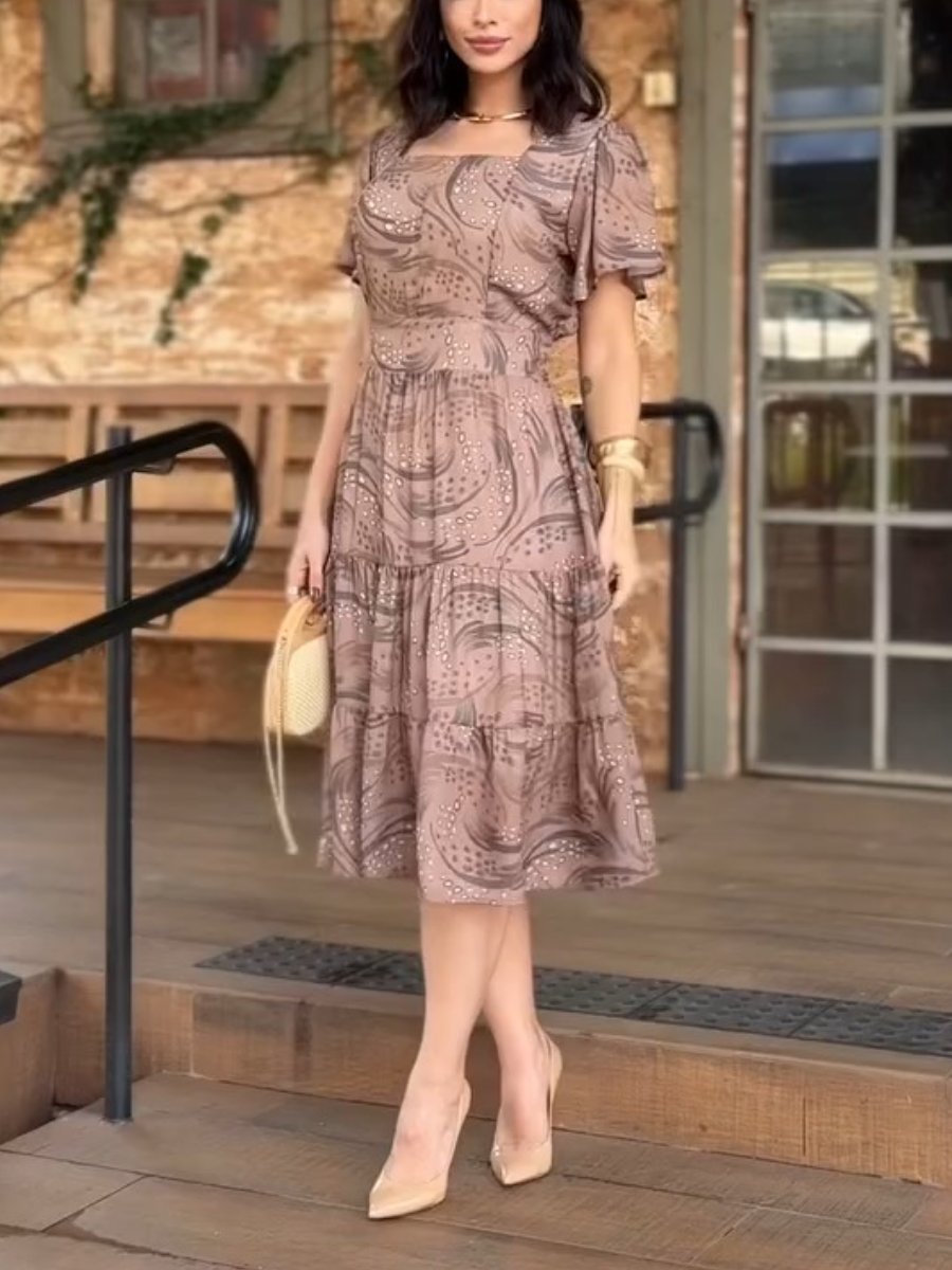 (⏰New Arrivals Promotion $15 OFF) Classic Print Pleated Midi Dress