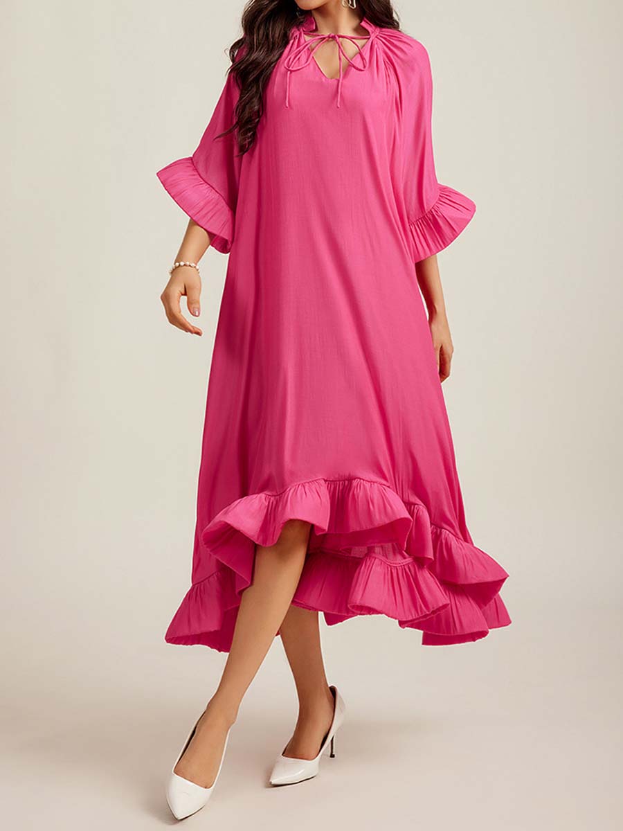 Elegant Loose Ruffled Long Dress