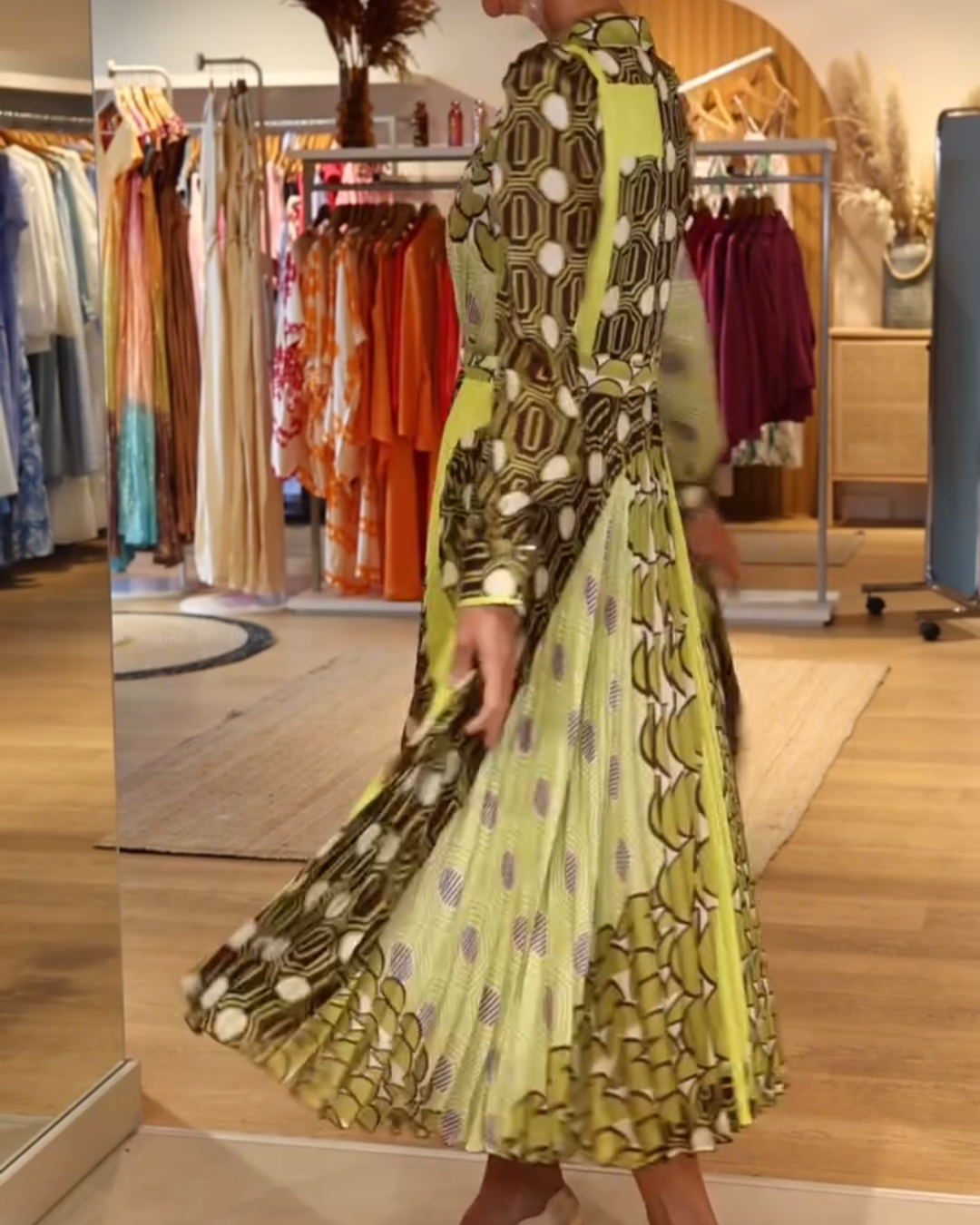 Printed Belted Midi Shirt Dress