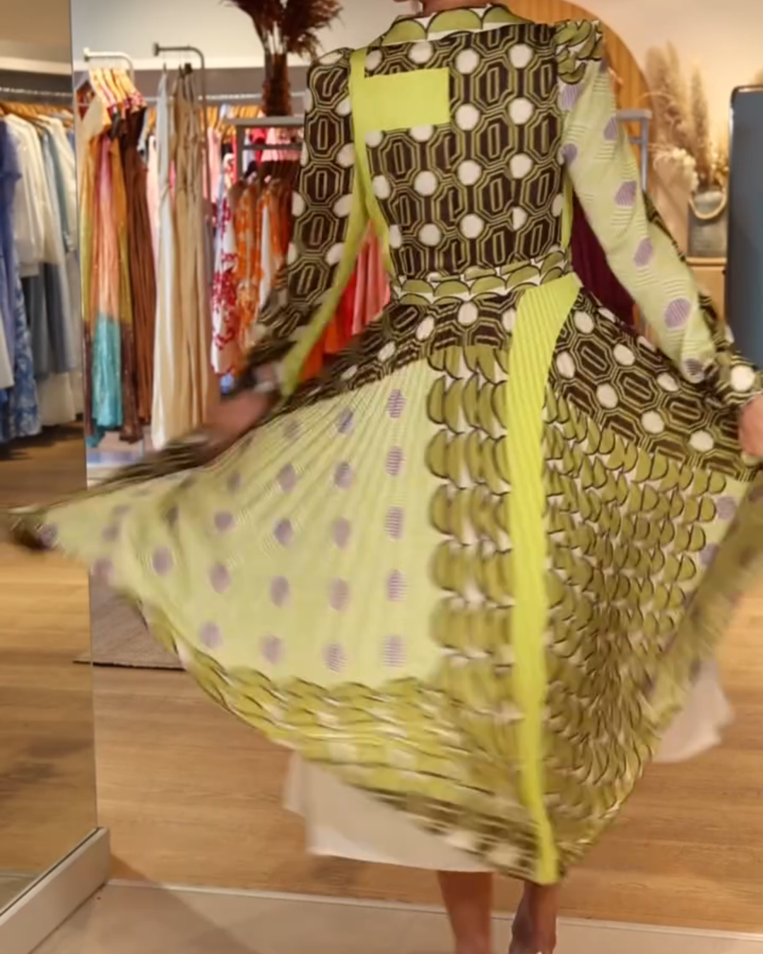 Printed Belted Midi Shirt Dress