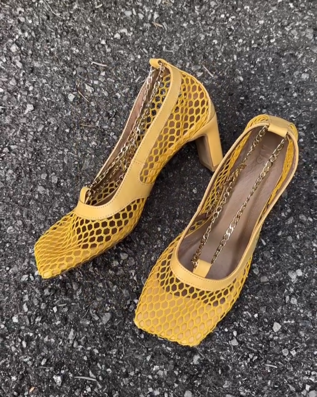 Yellow Mesh - Upper Chain - Decorated Heels