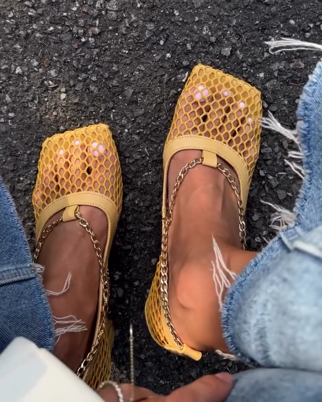 Yellow Mesh - Upper Chain - Decorated Heels