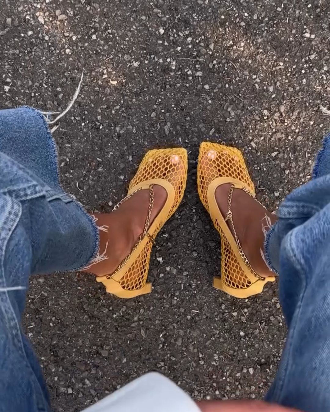 Yellow Mesh - Upper Chain - Decorated Heels