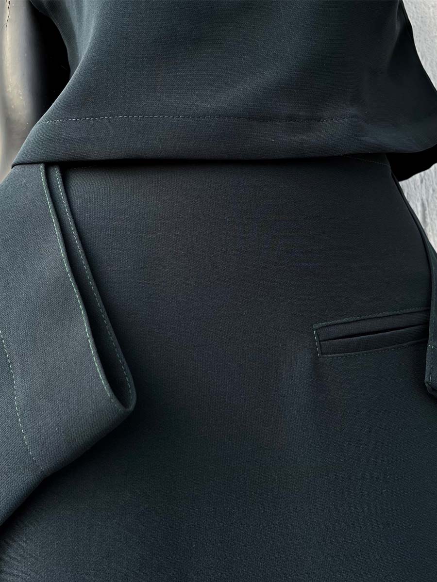 Monk Neck Irregular Two Pieces Dress