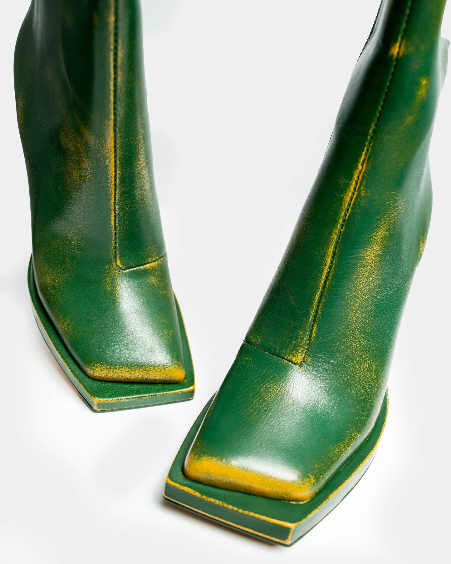 Distressed Green Knee - High Boots