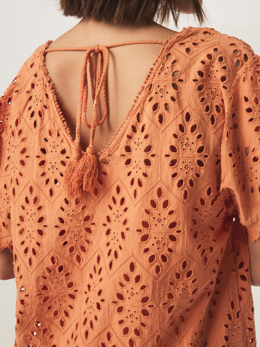 Eyelet V-neck Mini Dress