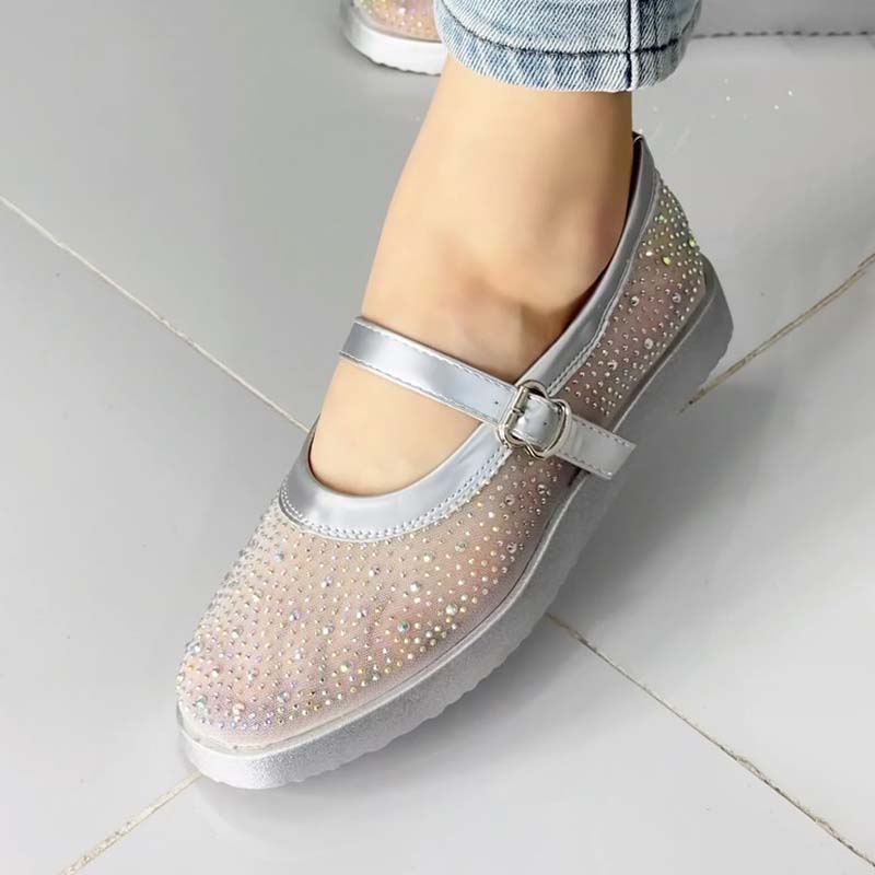 Rhinestone Sparkle Mesh Flats