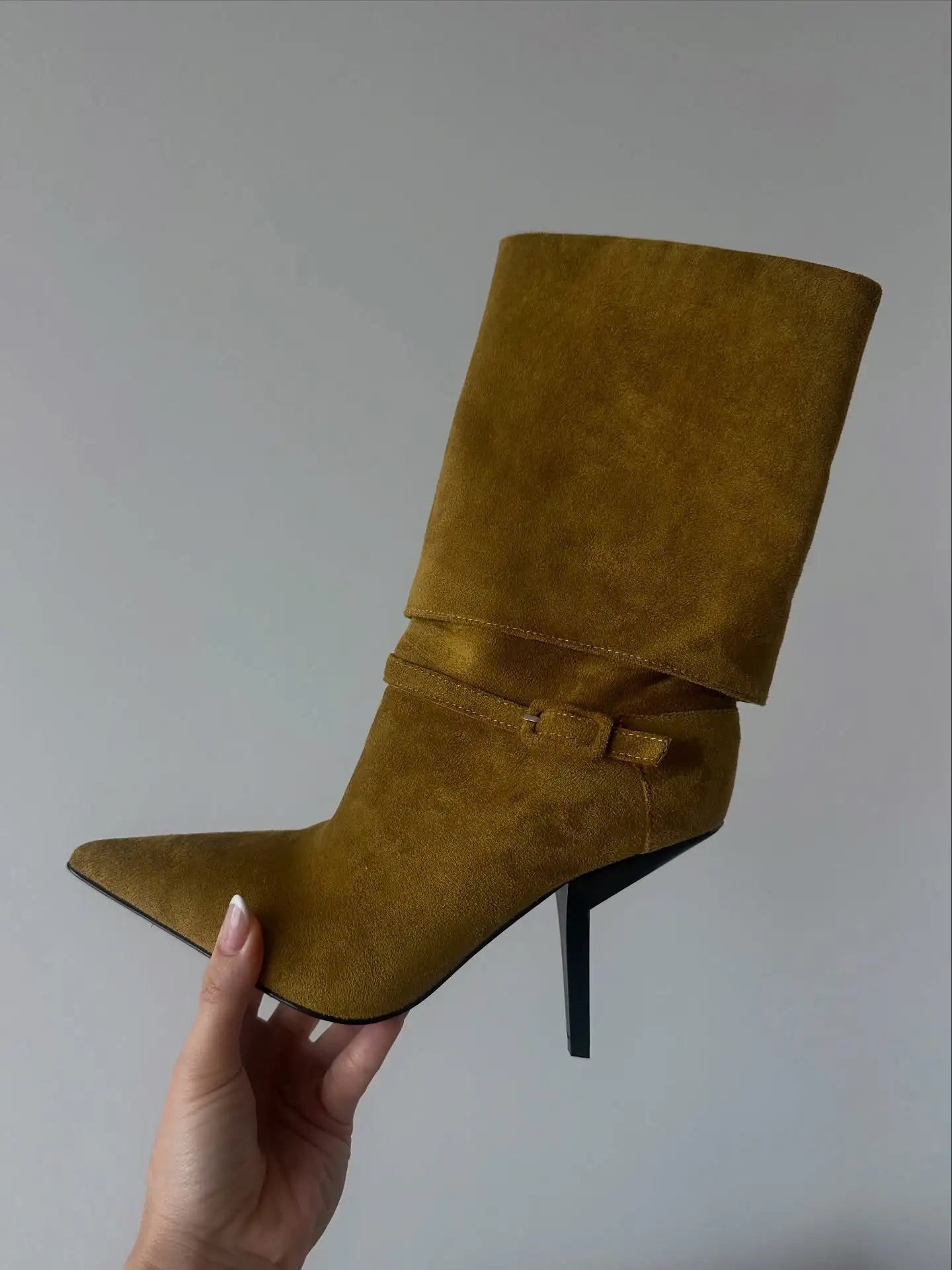 OLIVE FAUX SUEDE STILETTO BOOTIE