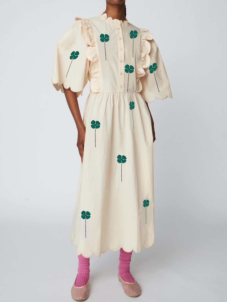 Ruffled Loose Printed Maxi Dress