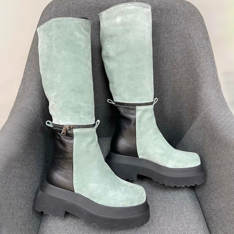 Leather Knee High Platform Boots. Transform To Ankle Boots