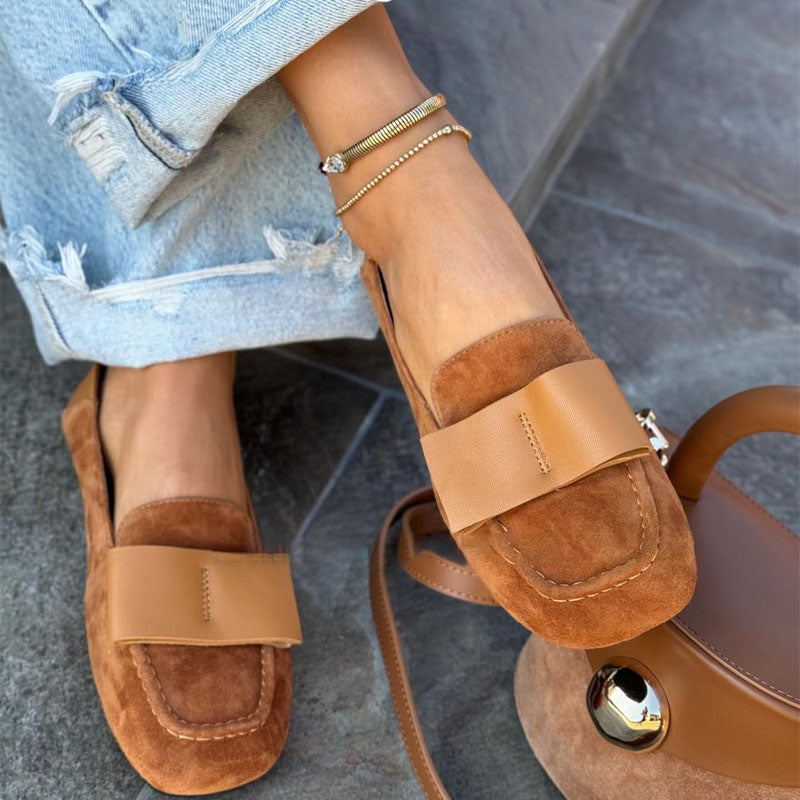 Frosted Flat Square-toed Loafers