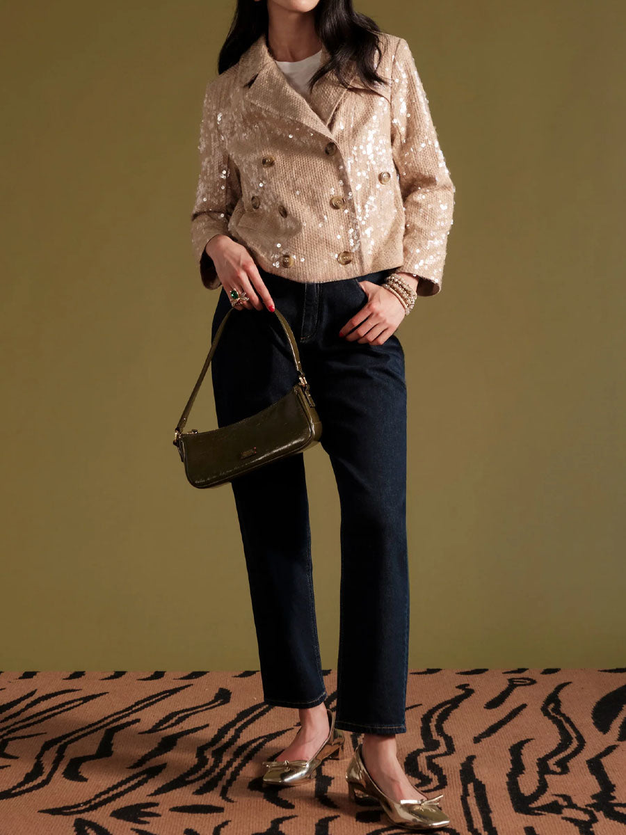 Fashion Double-breasted Sequin Jacket