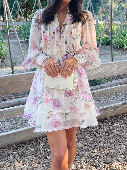 Floral Print Belted Mini Dress