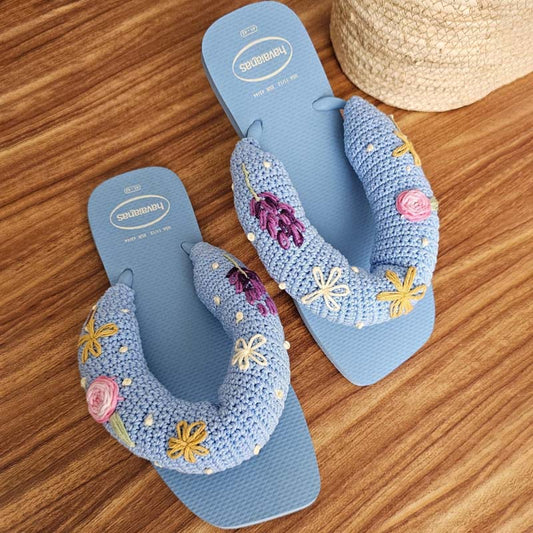 Knitted Crocheted Flat Flip-flops