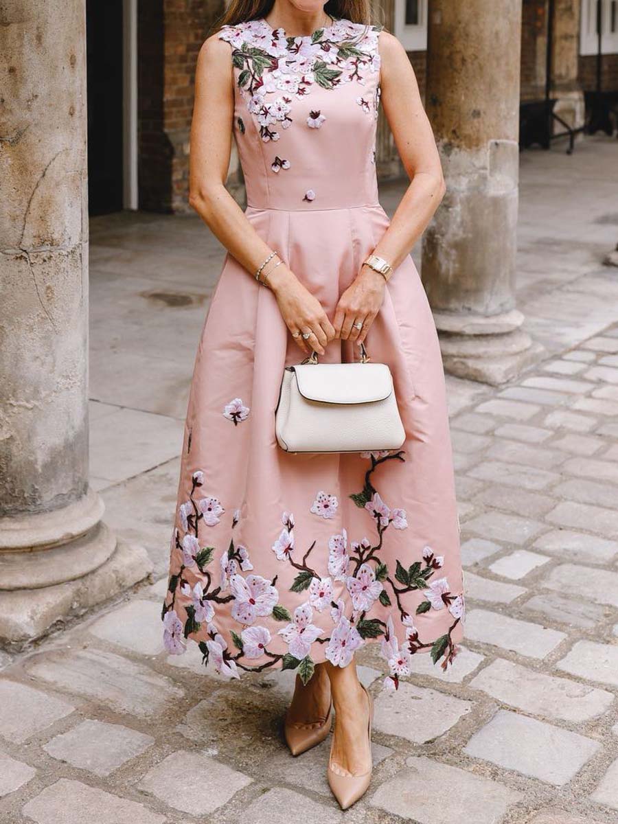 Embroidered Sleeveless Maxi Dress