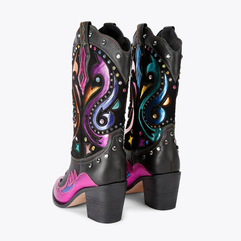 Rhinestone Sparkle Pointed-Toe Boots