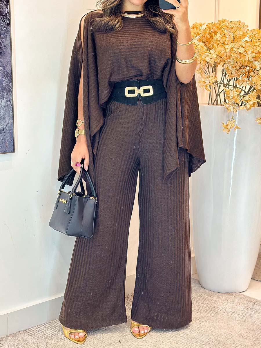 Split Sleeve Knitted Two Pieces Set