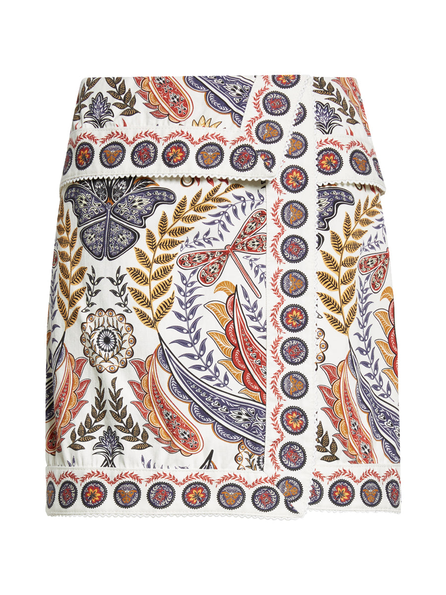 Printed Faux-wrap Mini Skirt