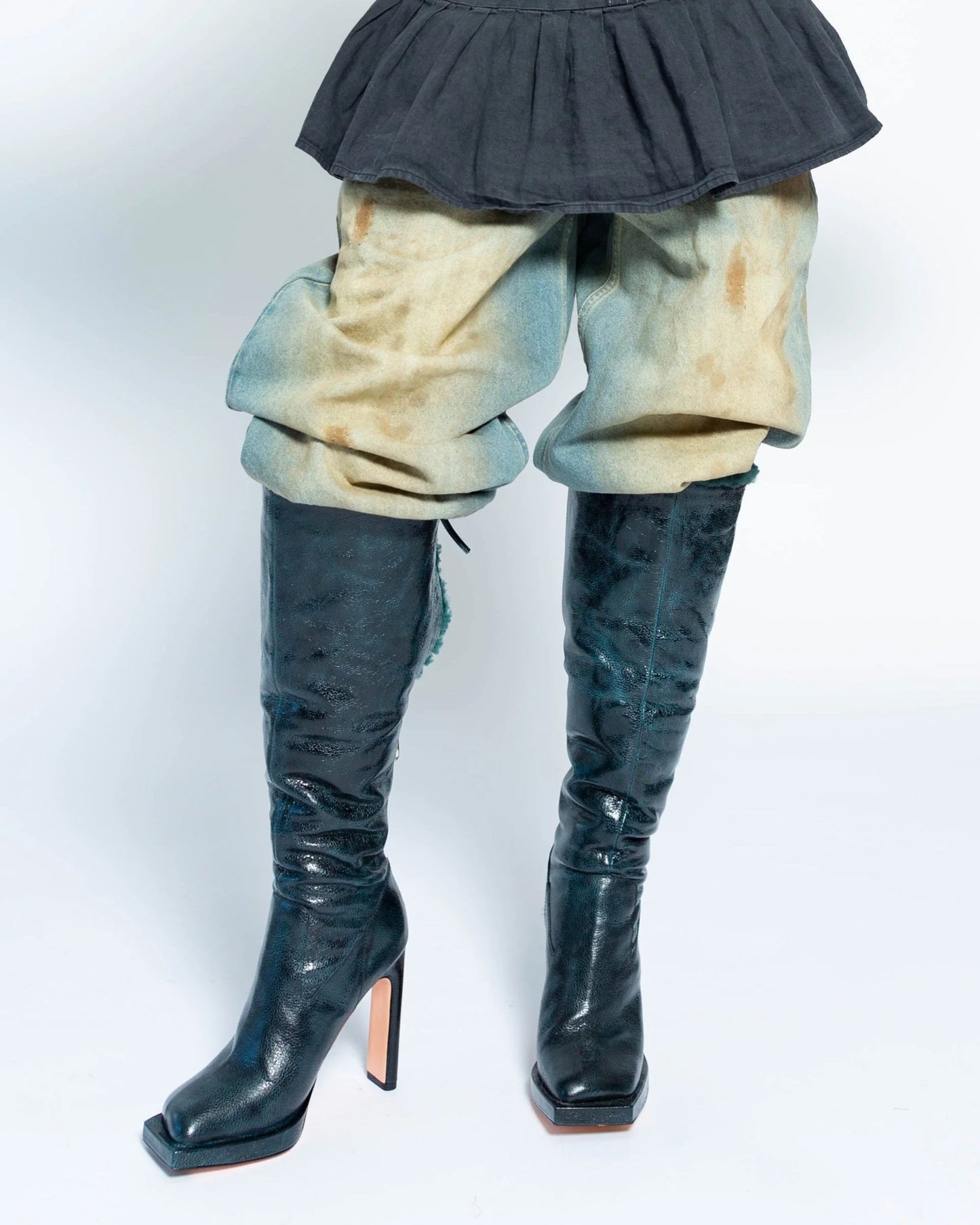 Convertible Shearling Knee High Boots