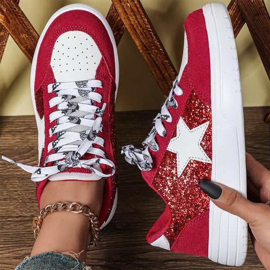 Lace-up Sparkling Sneakers