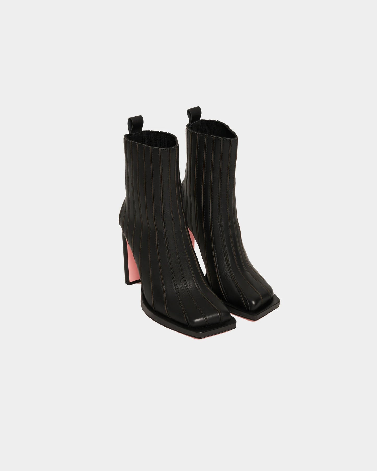 Ribbed Square Toe Ankle Boots