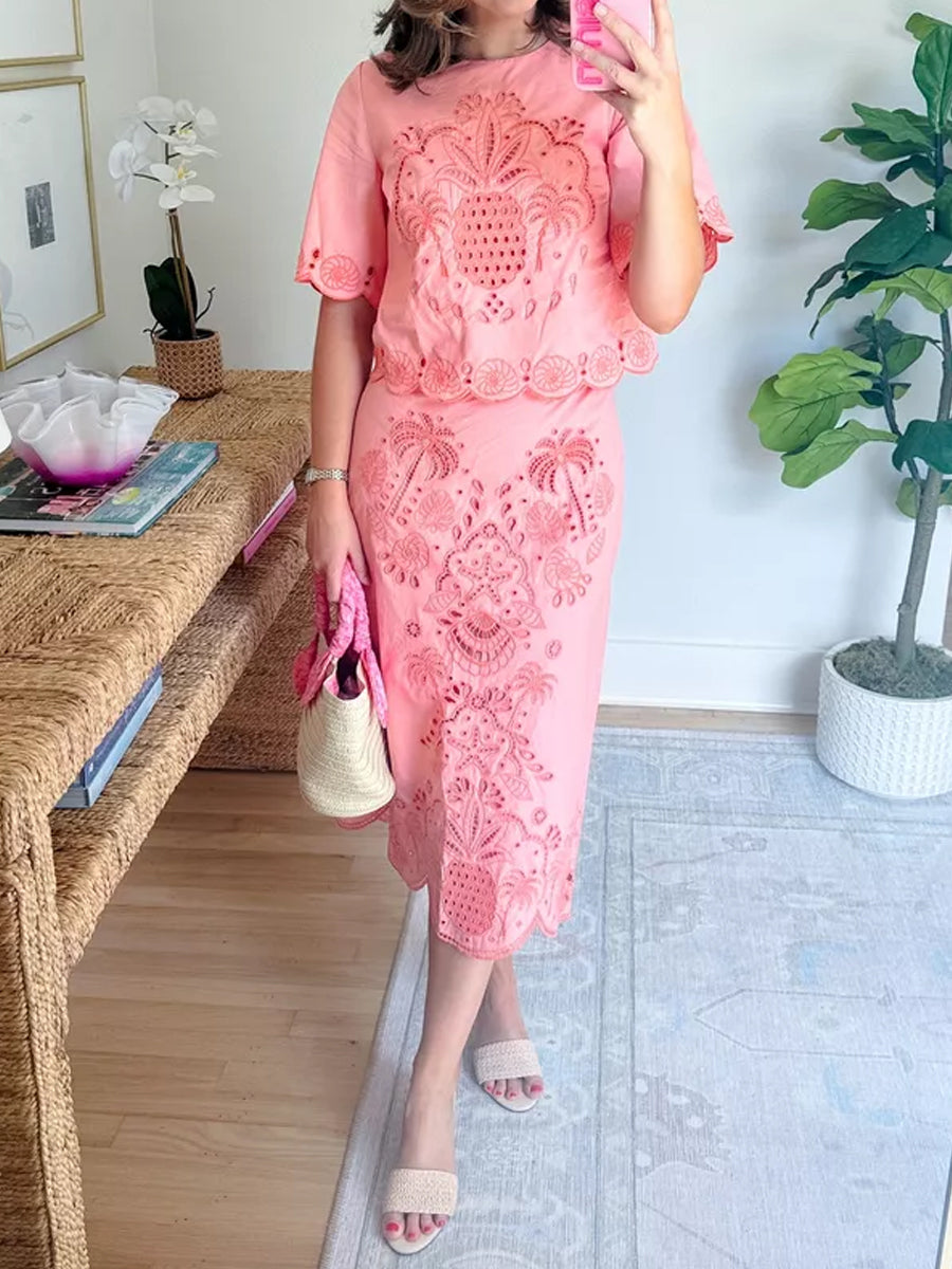 Embroidered Elegant Two Pieces Dress