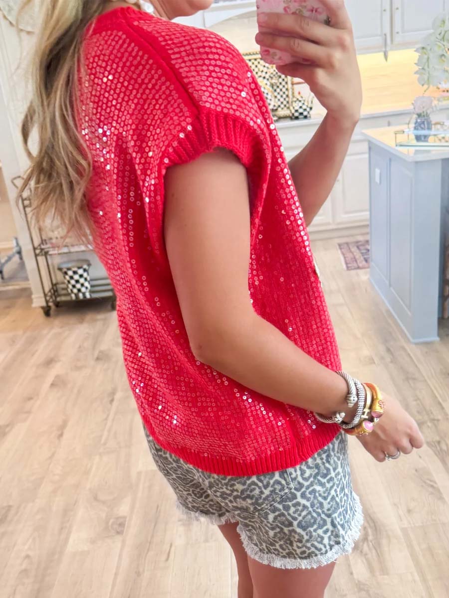 Sequin Patchwork Sweater Vest Top