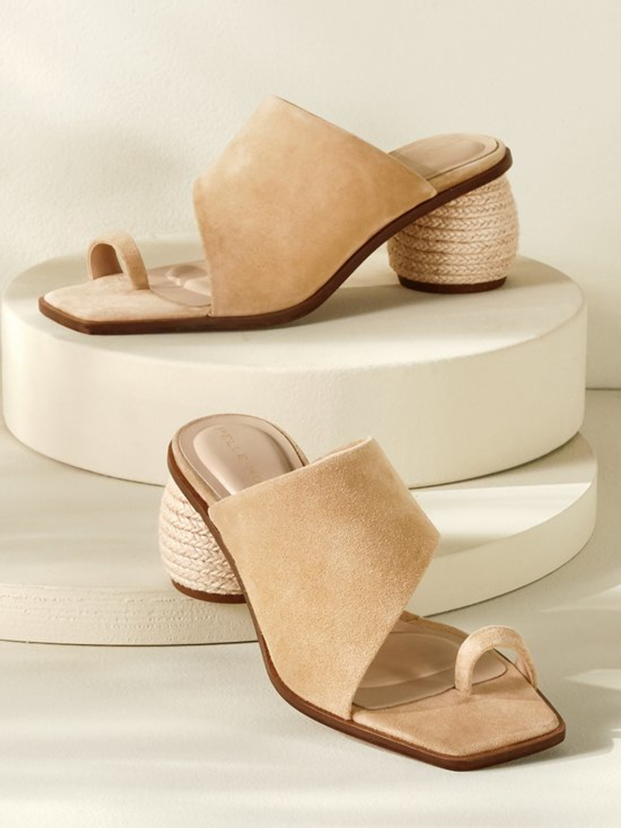 Suede And Jute Square Toe Shoes