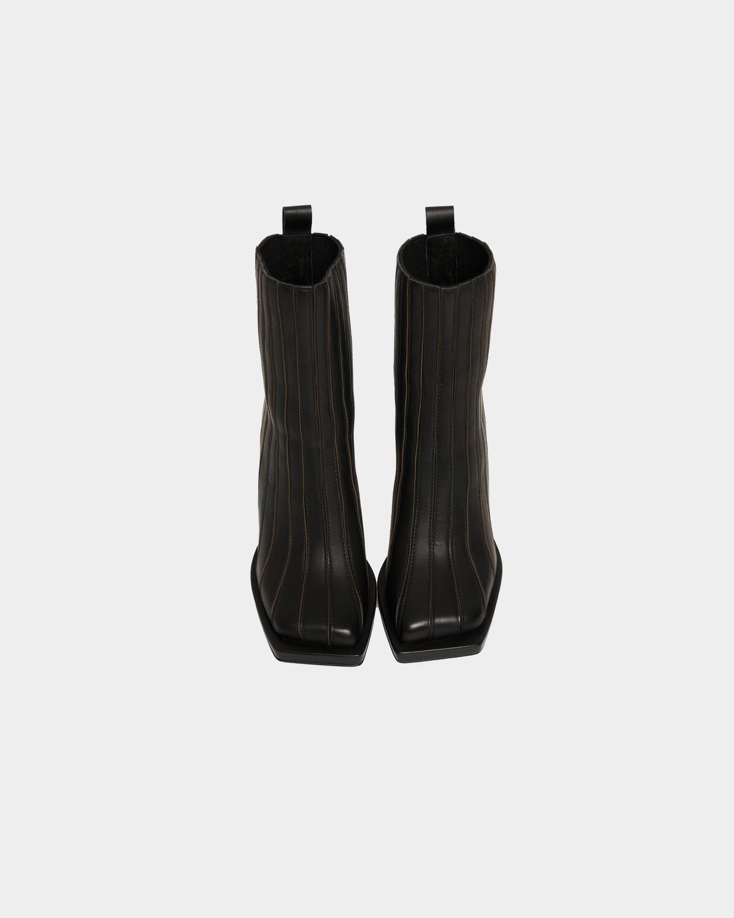 Ribbed Square Toe Ankle Boots