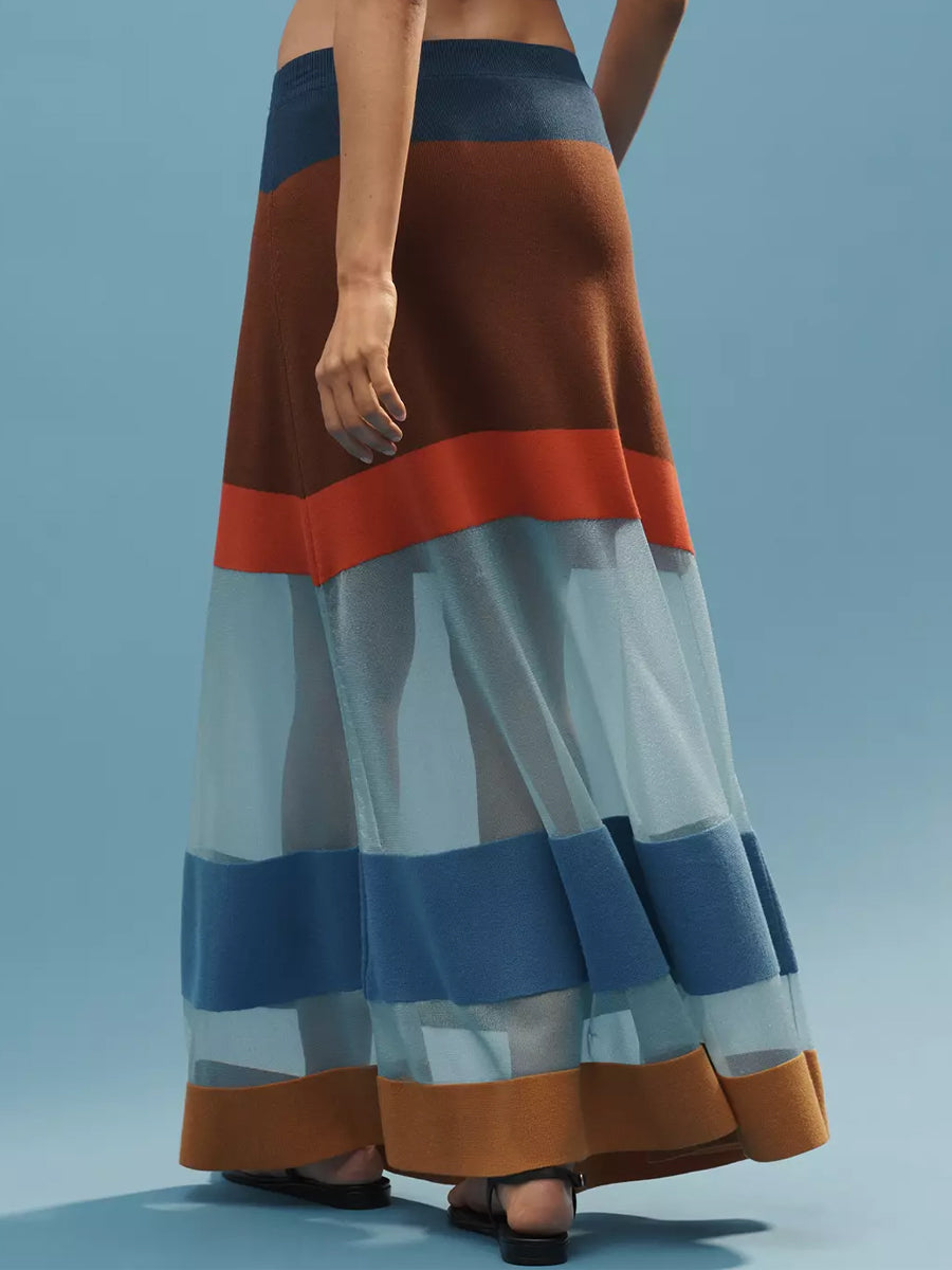 Striped Sheer Maxi Skirt